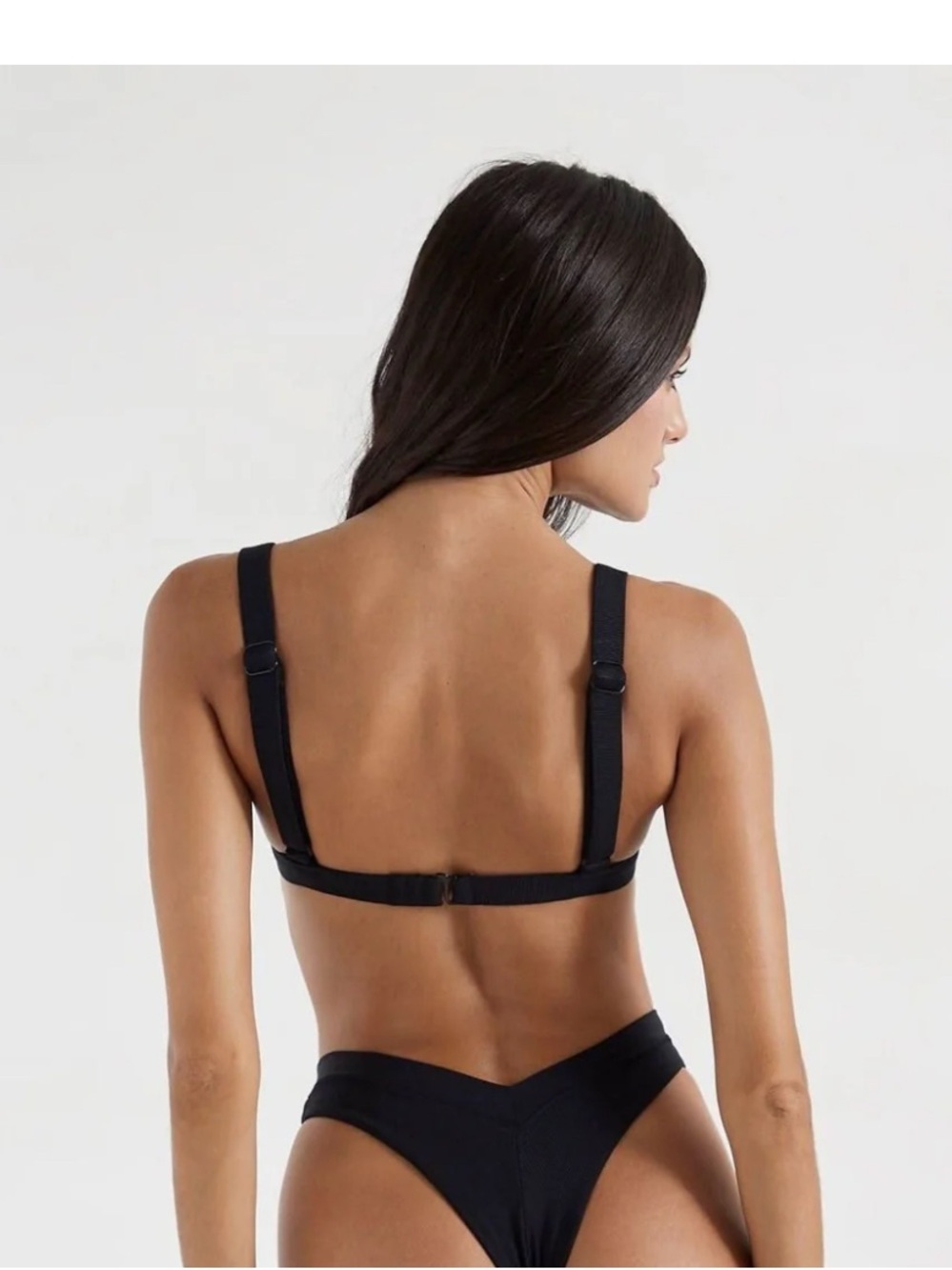 Classic Black V-Neck Triangle Bikini Set - Picture 6 of 7